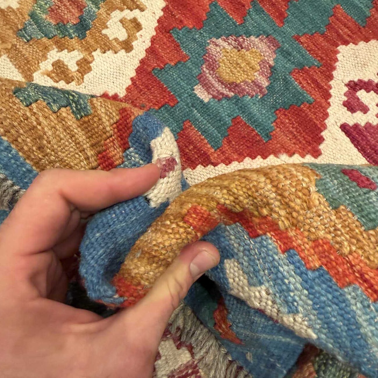 El Dokuma Anadolu Desenli Yün Kilim (100x145 cm) - Görsel 7