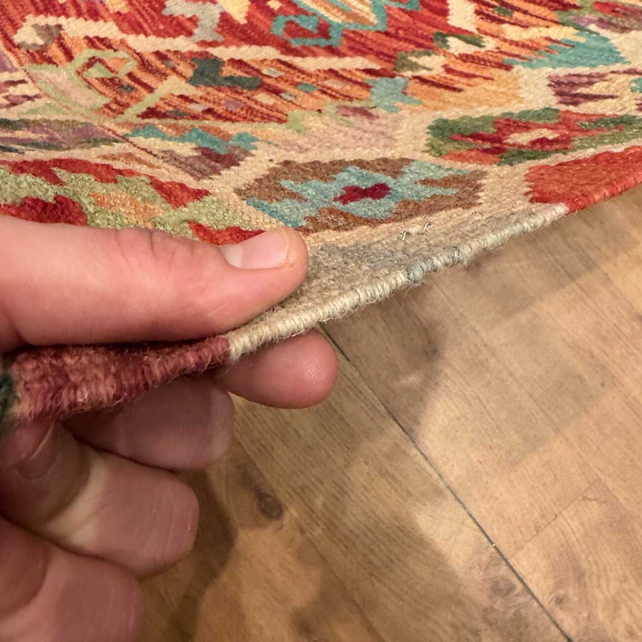 El Dokuma Anadolu Desenli Yün Kilim (105x150 cm) - Görsel 7