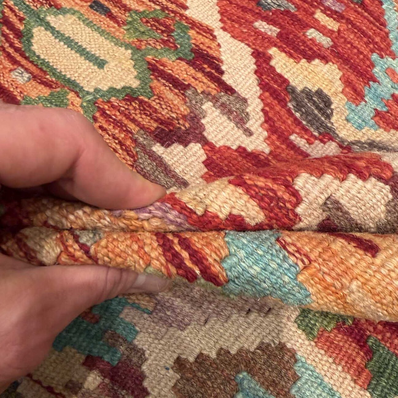 El Dokuma Anadolu Desenli Yün Kilim (105x150 cm) - Görsel 8