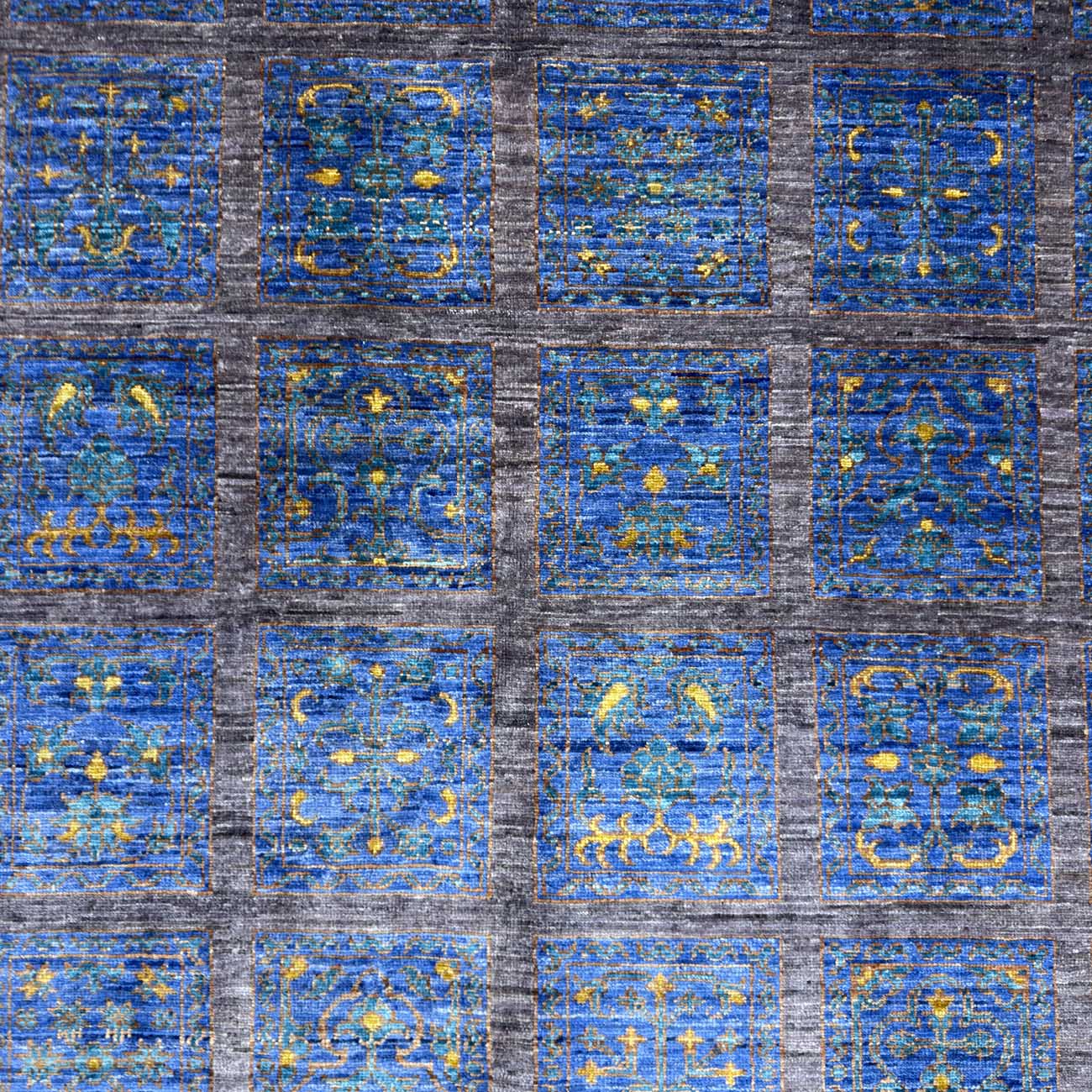 El Dokuma Mavi Bahtiyar Kabile Yün Halı (245x280 cm) - Görsel 2