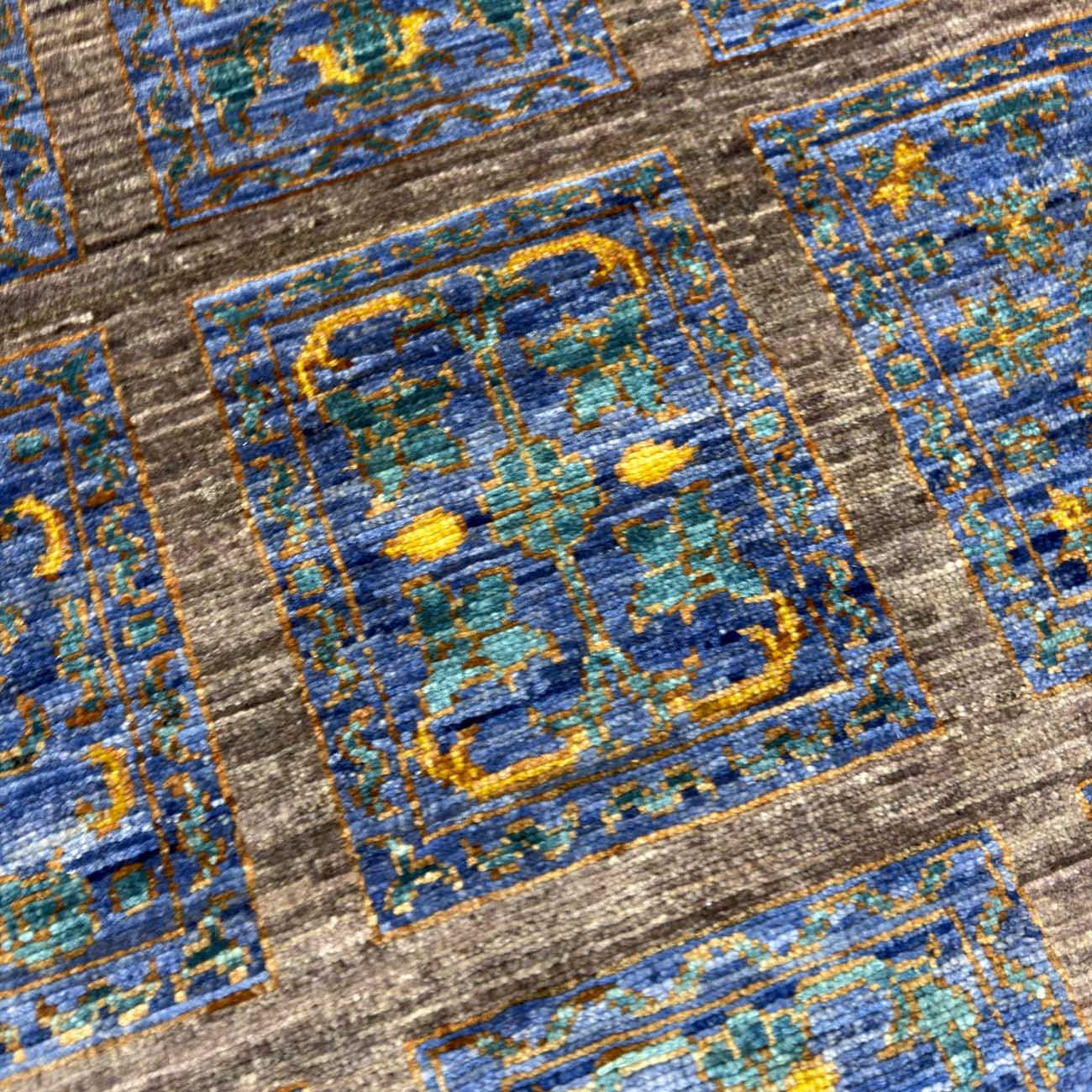 El Dokuma Mavi Bahtiyar Kabile Yün Halı (245x280 cm) - Görsel 3