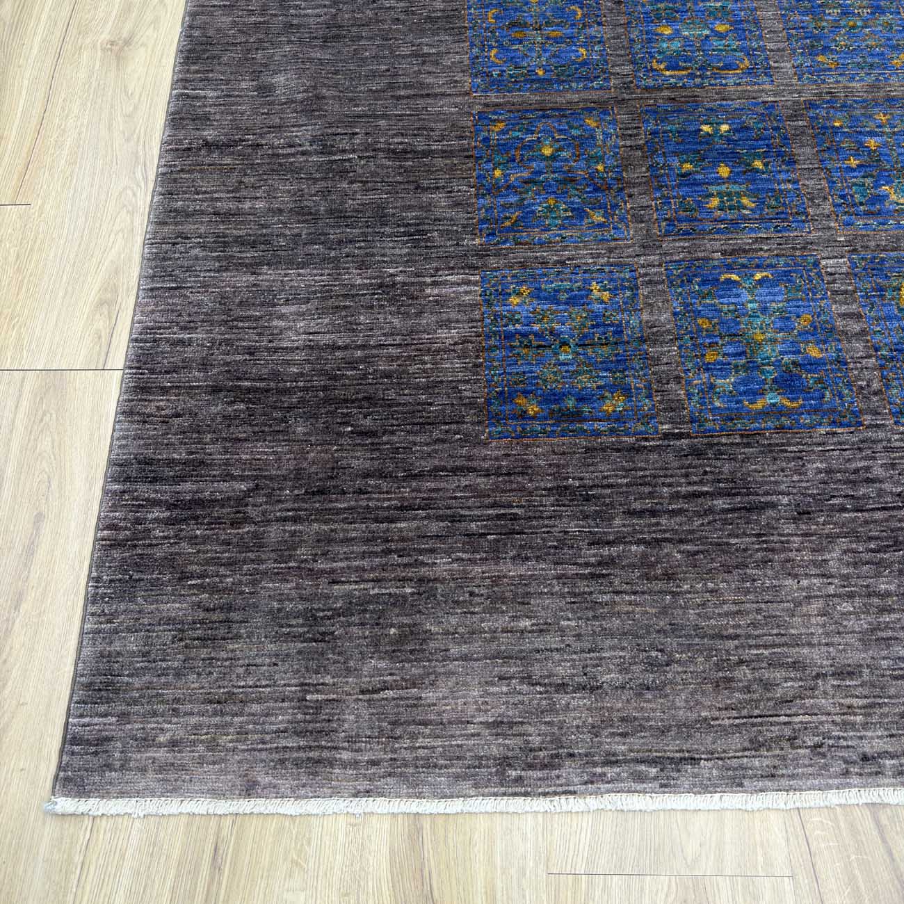 El Dokuma Mavi Bahtiyar Kabile Yün Halı (245x280 cm) - Görsel 9