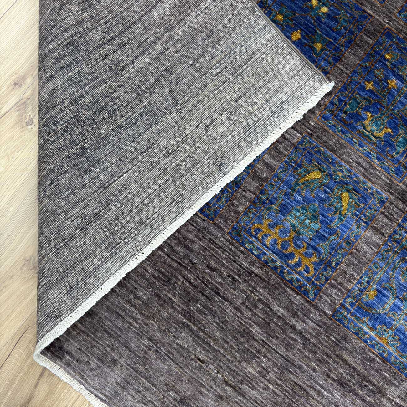 El Dokuma Mavi Bahtiyar Kabile Yün Halı (245x280 cm) - Görsel 6