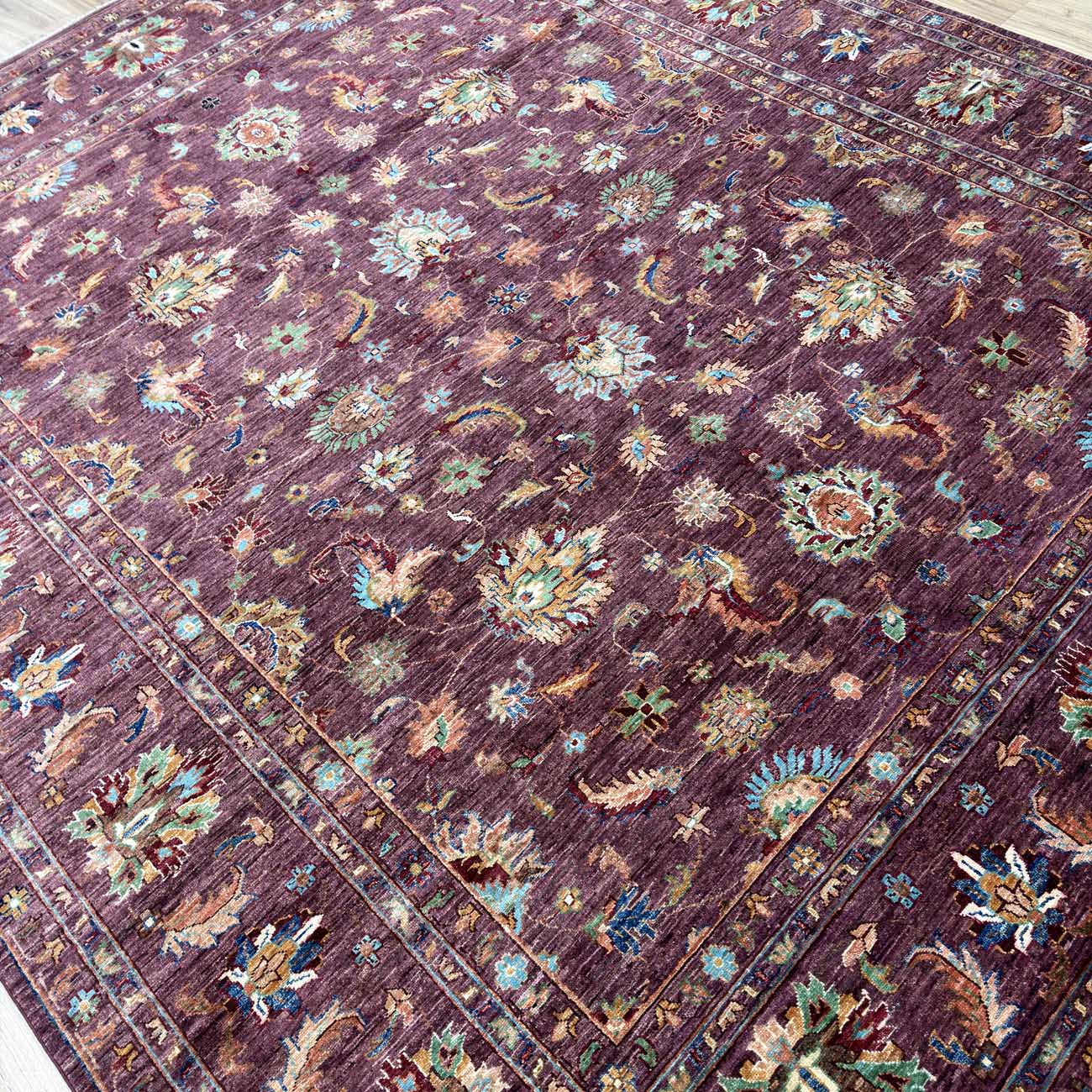 El Dokuma Mor Tasarım Sultani Yün Halı (255x310 cm) - Görsel 8