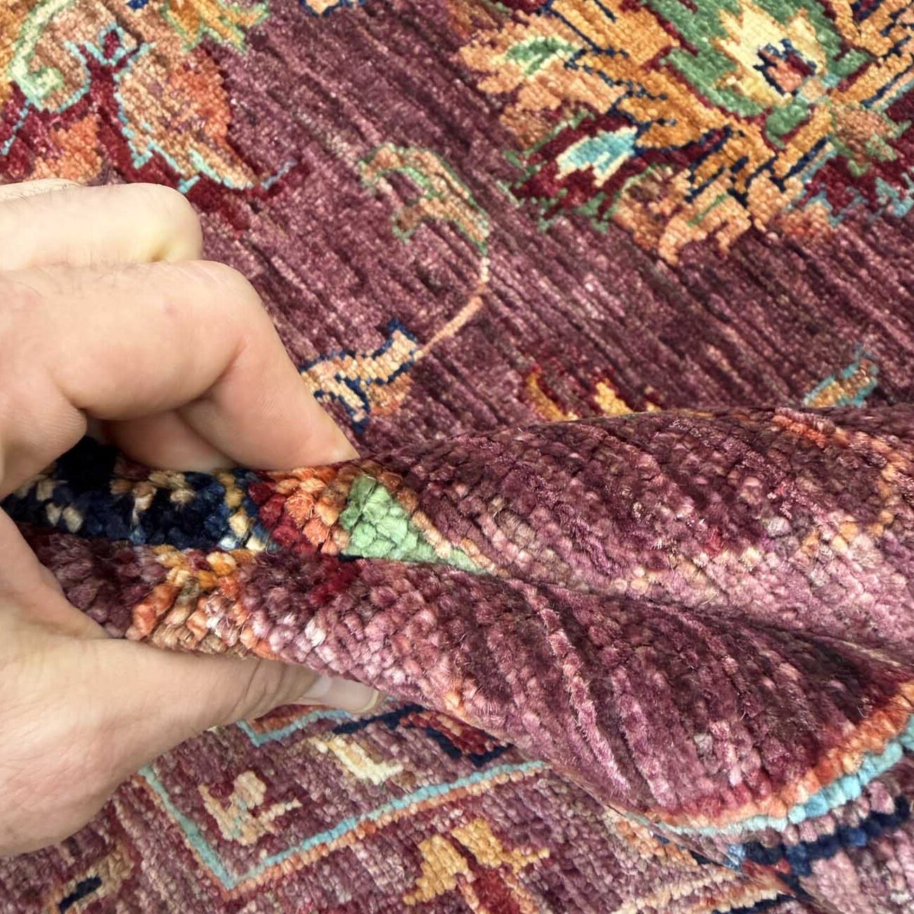 El Dokuma Mor Tasarım Sultani Yün Halı (255x310 cm) - Görsel 5