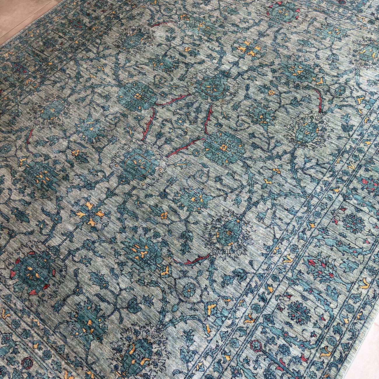 El Dokuma Mavi Çağdaş Sultani Yün Halı (240x300 cm) - Görsel 7