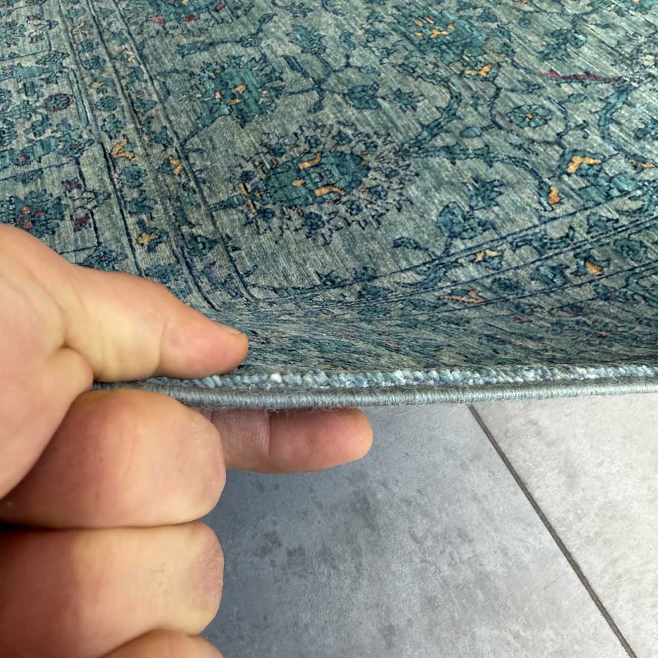 El Dokuma Mavi Çağdaş Sultani Yün Halı (240x300 cm) - Görsel 8