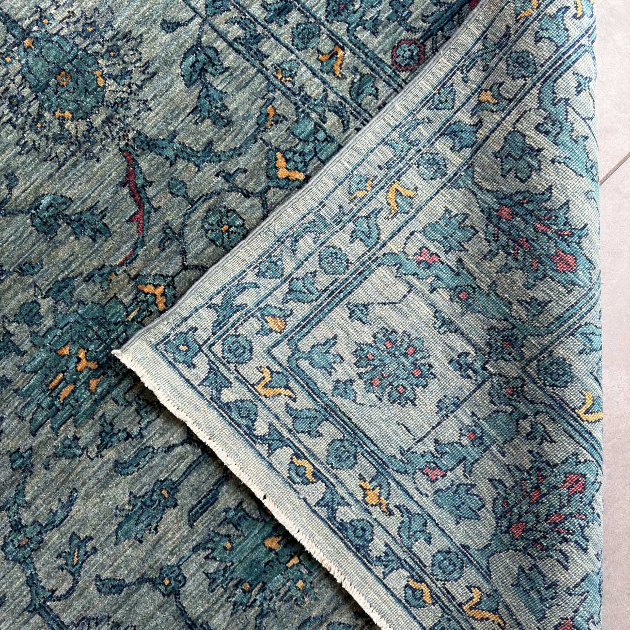 El Dokuma Mavi Çağdaş Sultani Yün Halı (240x300 cm) - Görsel 5