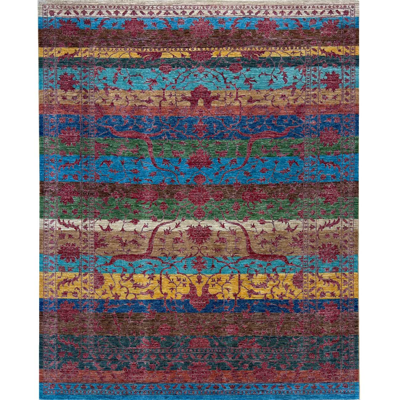 El Dokuma Renkli Tasarım Yün Halı (245x305 cm)