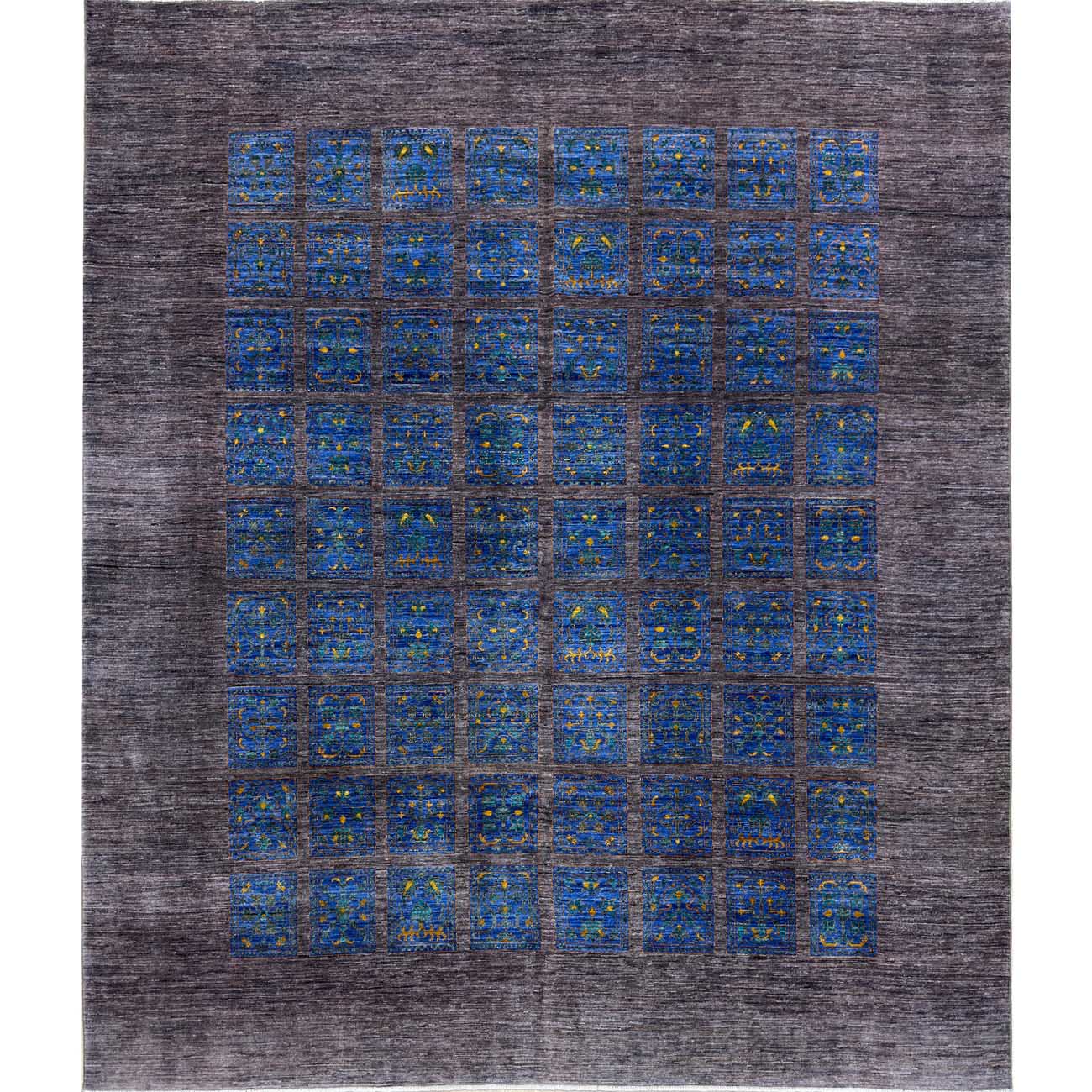 El Dokuma Mavi Bahtiyar Kabile Yün Halı (245x280 cm)