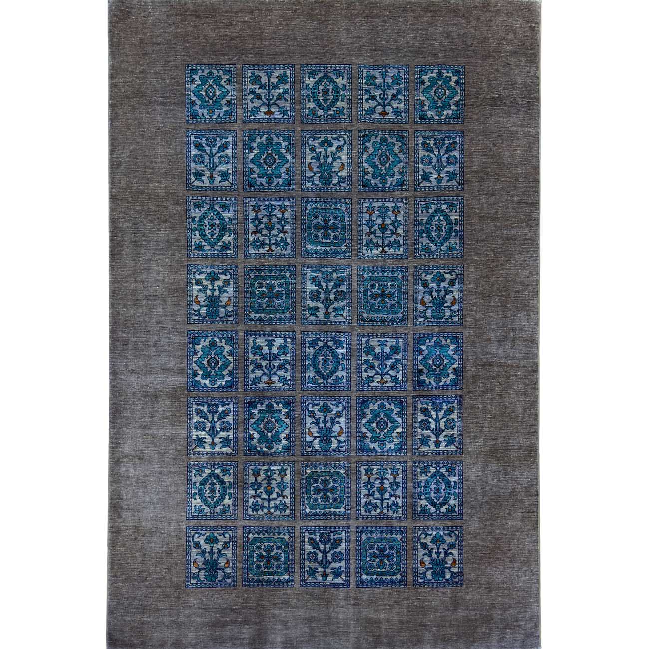 El Dokuma Mavi Bahtiyar Kabile Yün Halı (170x235 cm)