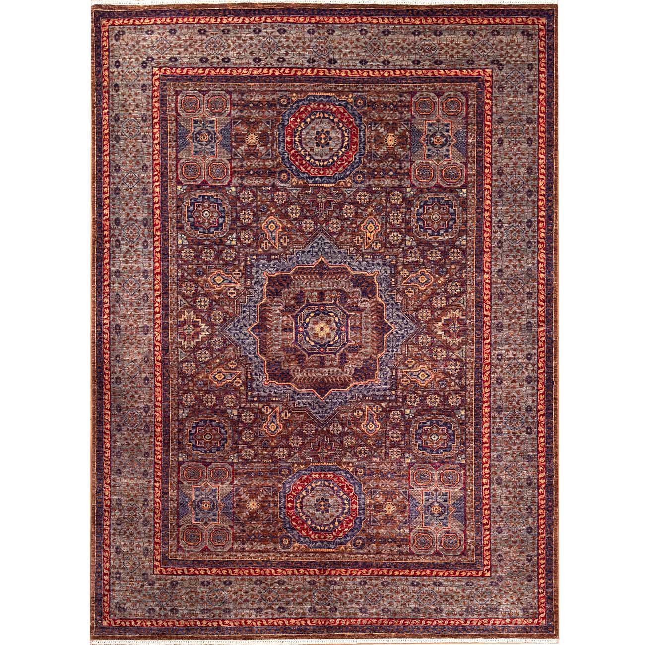 El Dokuma Mor Memlük Yün Halı (170x230 cm)