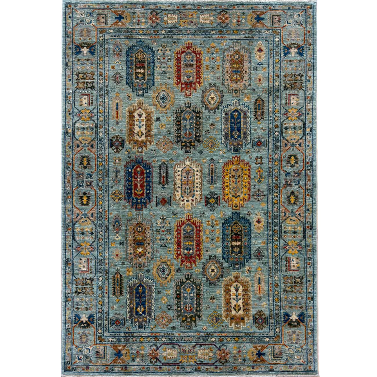 El Dokuma Mavi Veziri Kabile Yün Halı (175x255 cm)