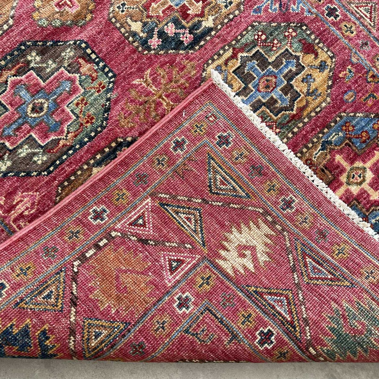 El Dokuma Pembe Ersari Türkmen Yün Halı (100x150 cm) - Görsel 5