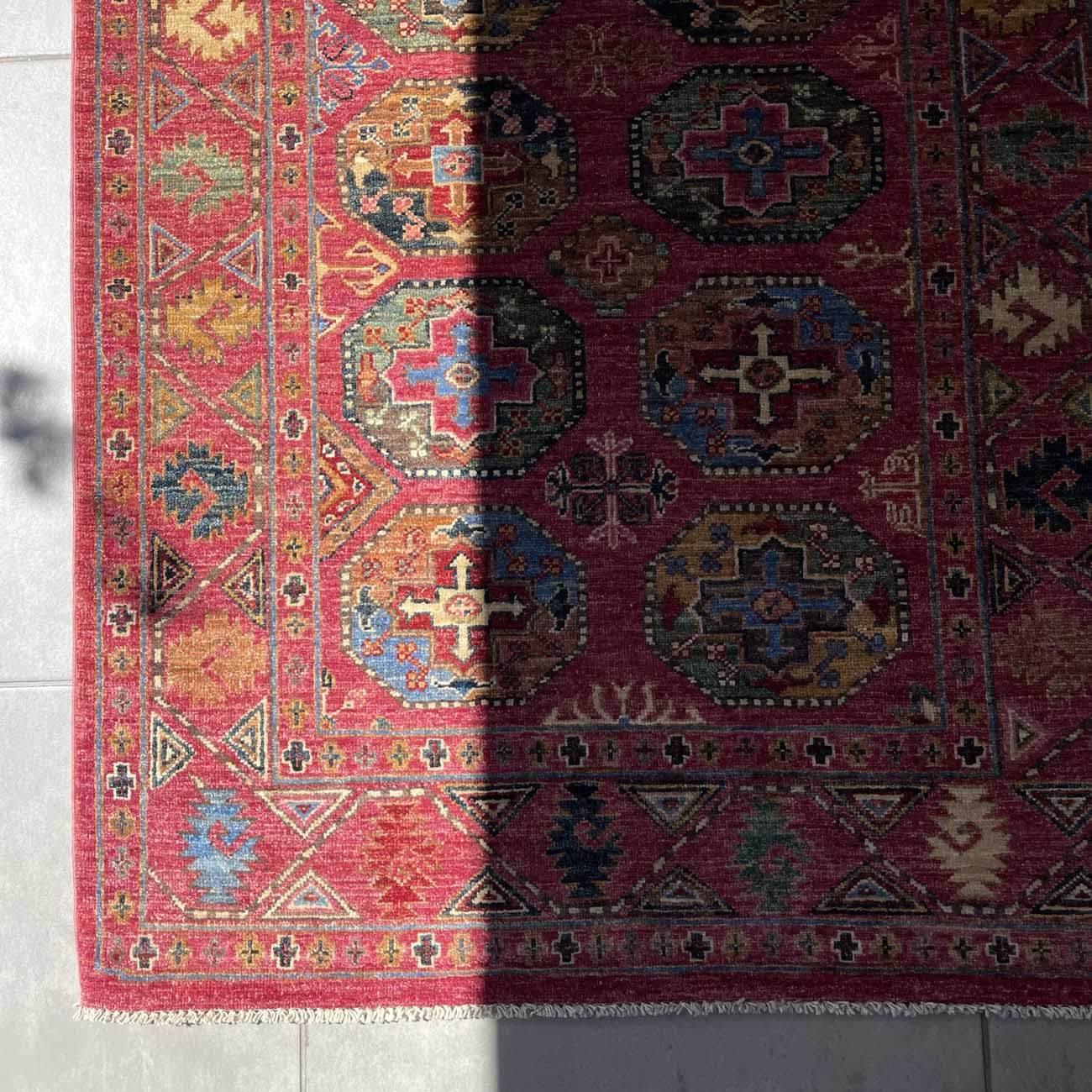 El Dokuma Pembe Ersari Türkmen Yün Halı (100x150 cm) - Görsel 2