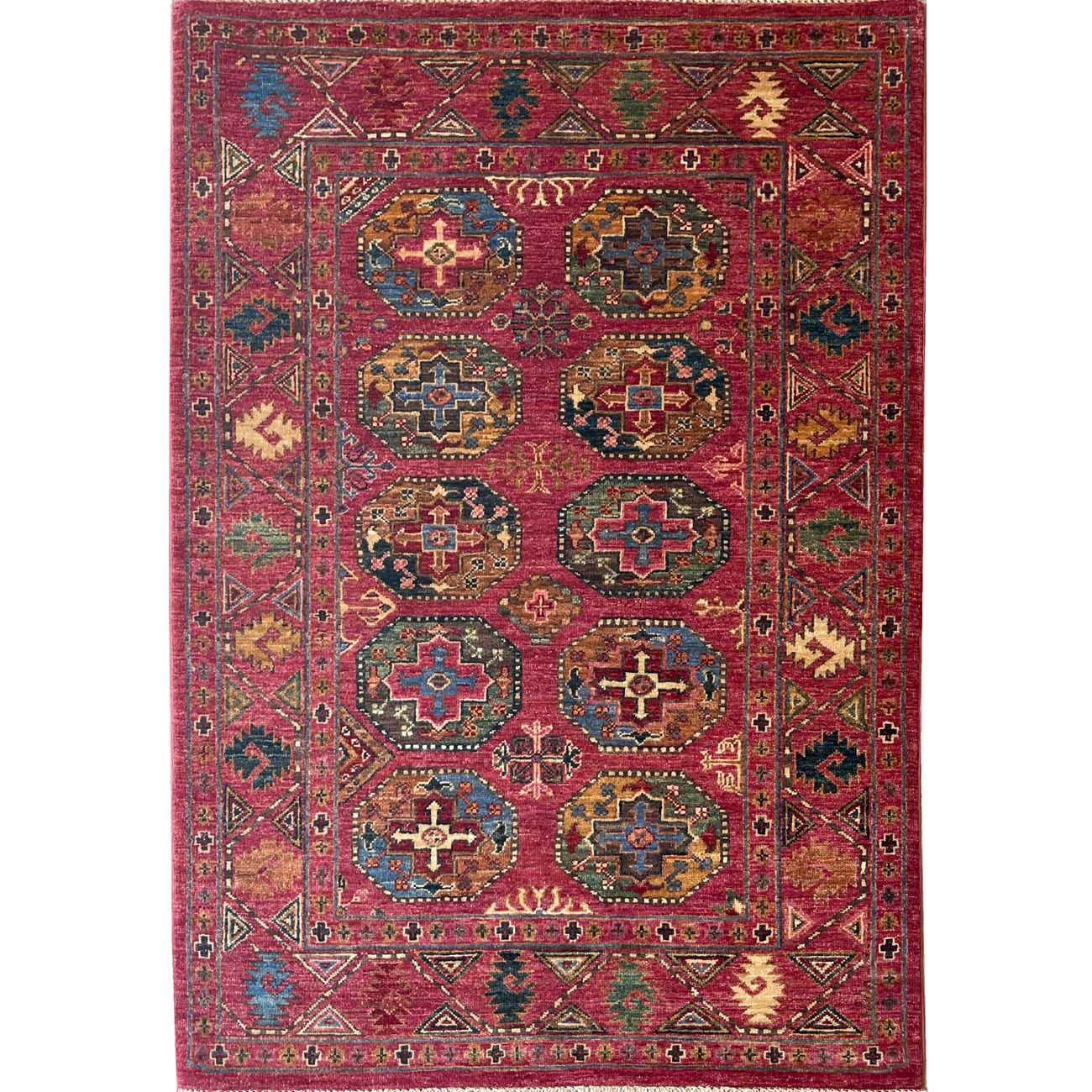 El Dokuma Pembe Ersari Türkmen Yün Halı (105x155 cm)