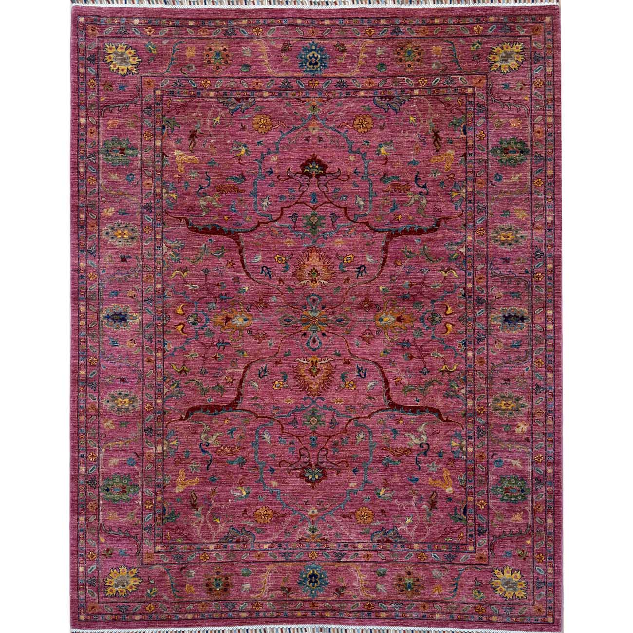 El Dokuma Pembe Bijar İran Tasarım Yün Halı (205x245 cm)