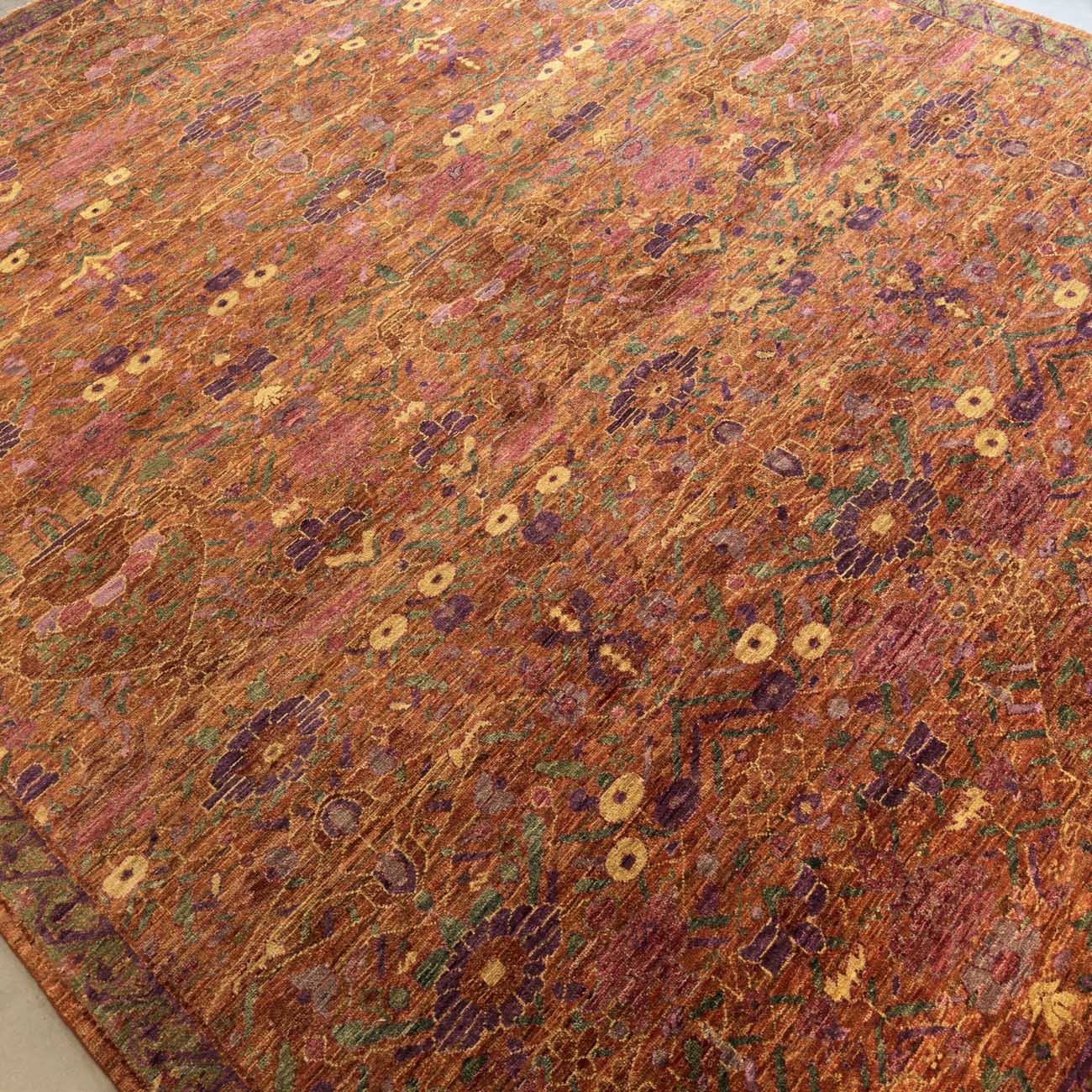 El Dokuma Turuncu Tasarım Uşak Yün Halı (250x300 cm) - Görsel 7