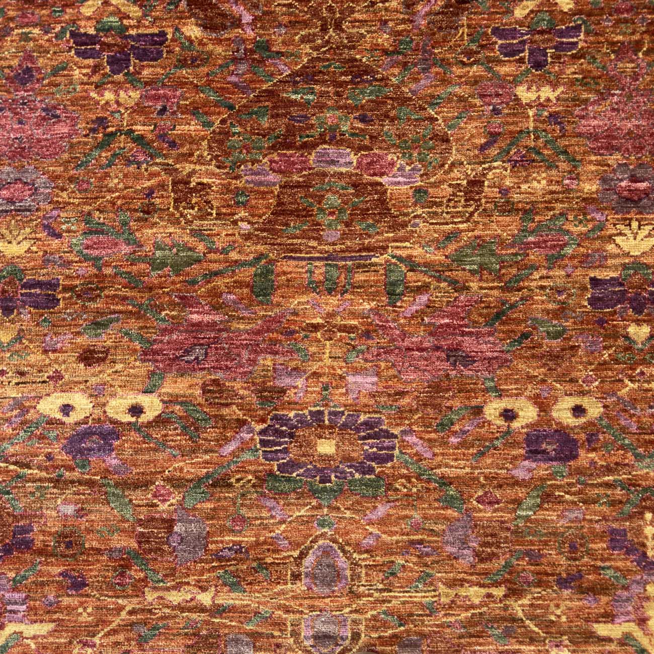 El Dokuma Turuncu Tasarım Uşak Yün Halı (250x300 cm) - Görsel 2