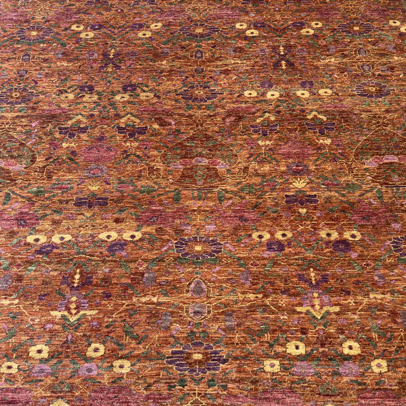 El Dokuma Turuncu Tasarım Uşak Yün Halı (250x300 cm) - Görsel 10