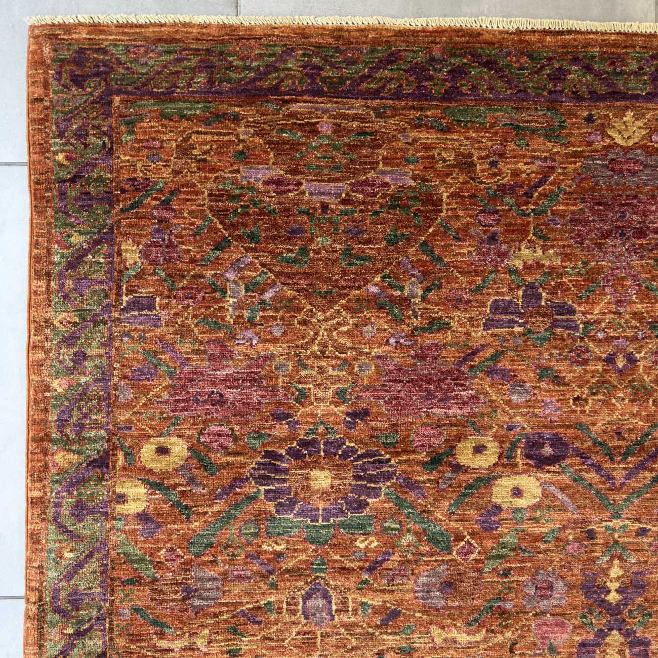 El Dokuma Turuncu Tasarım Uşak Yün Halı (250x300 cm) - Görsel 8