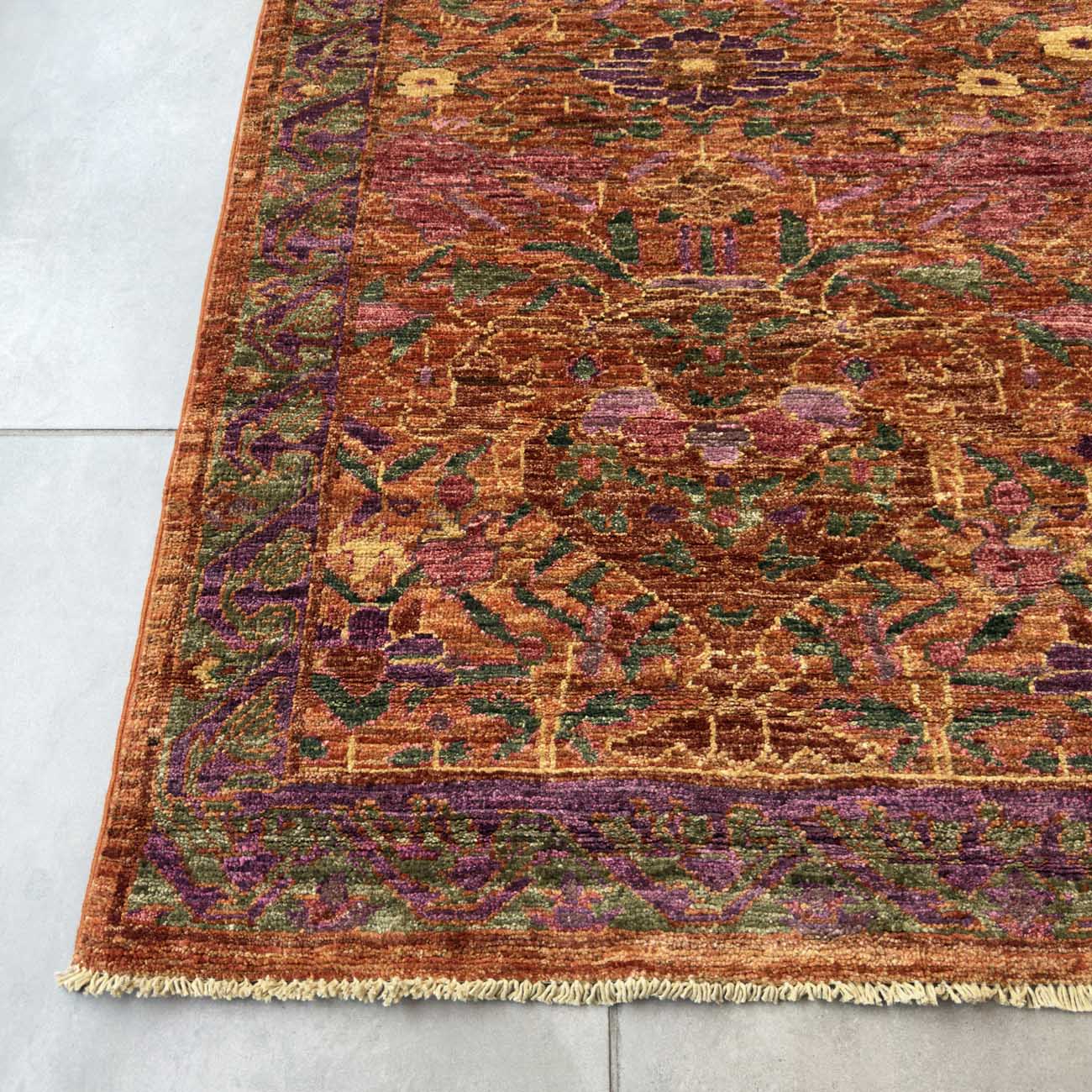 El Dokuma Turuncu Tasarım Uşak Yün Halı (250x300 cm) - Görsel 3