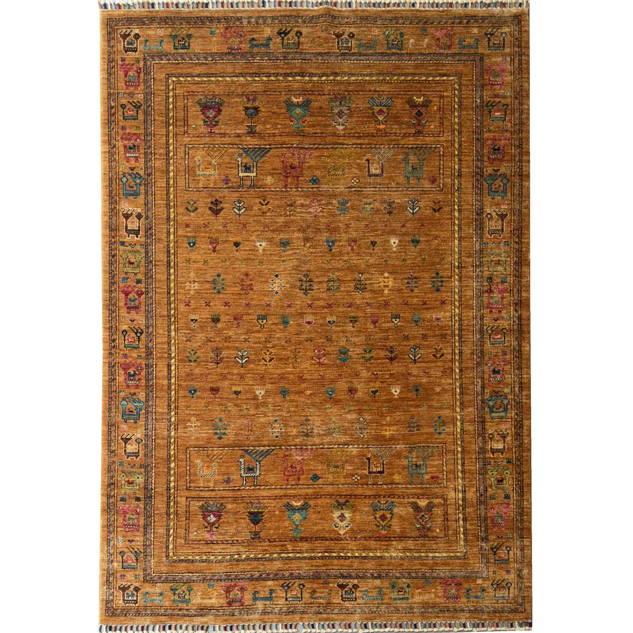 El Dokuma Figürlü Kabile Yün Halı (150×200 cm)