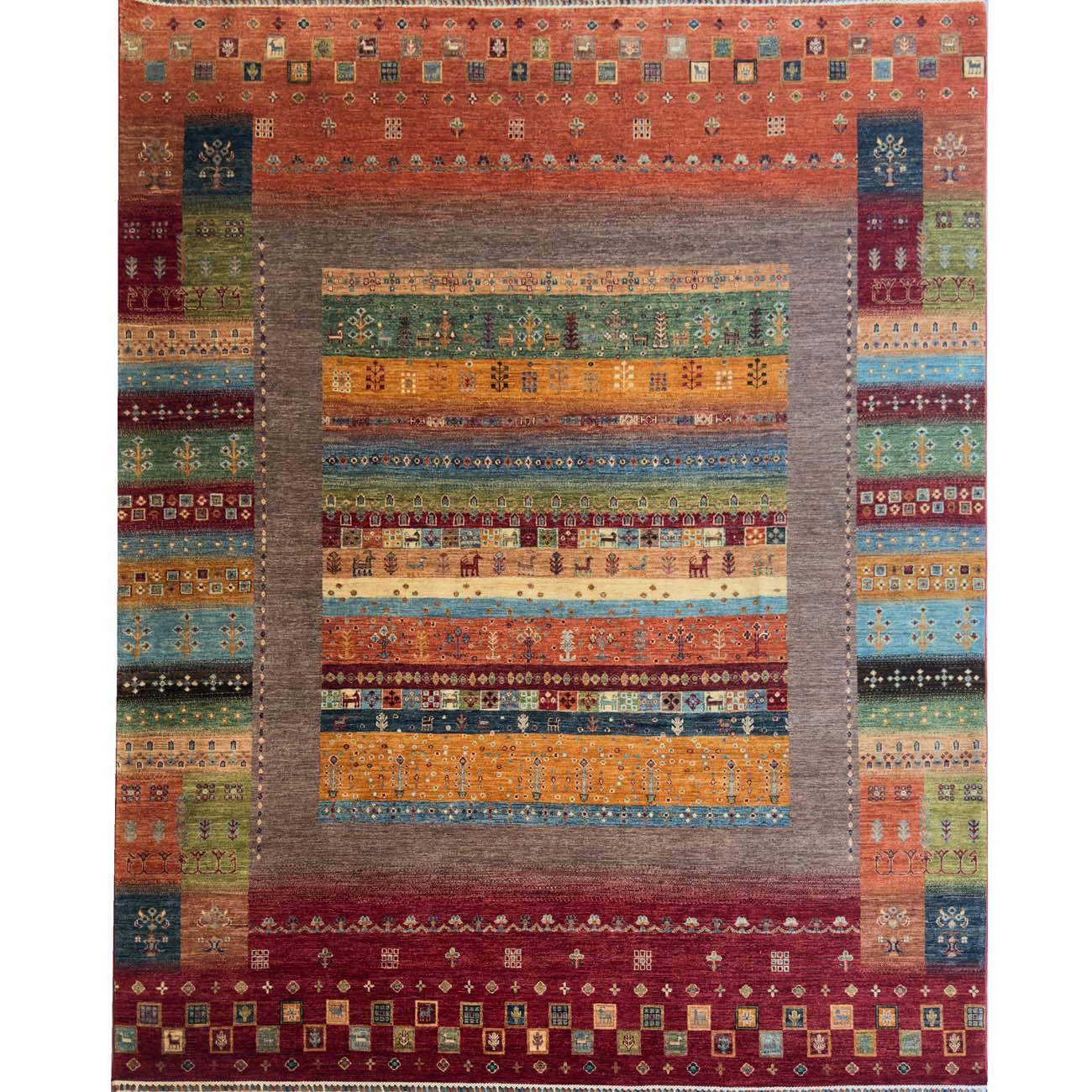 El Dokuma Figürlü Kabile Yün Halı (250×305 cm)