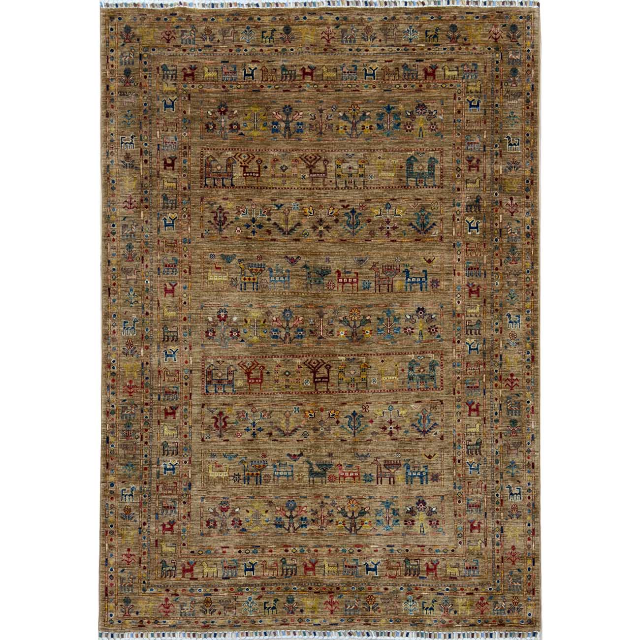 El Dokuma Figürlü Afgan Kabile Yün Halı (165×230 cm)