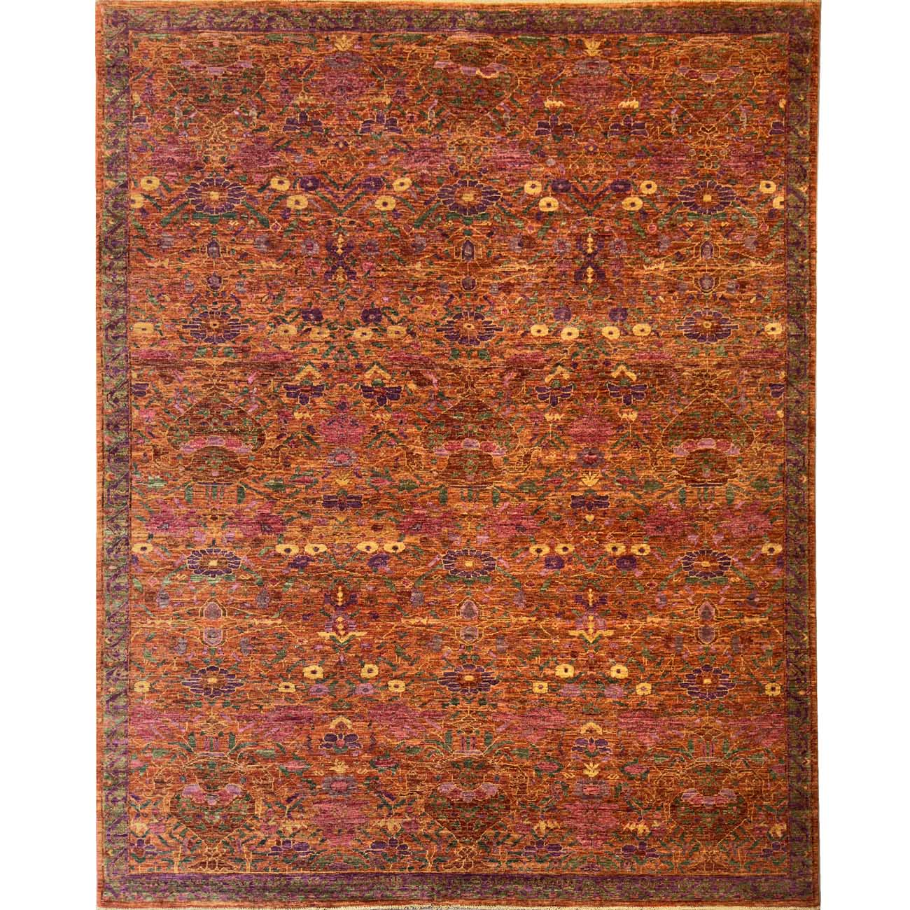 El Dokuma Turuncu Tasarım Uşak Yün Halı (250×300 cm)