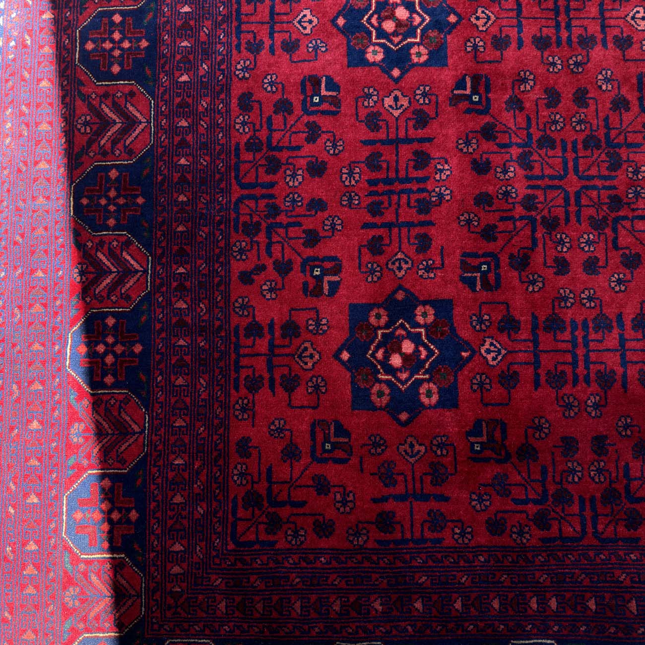 El Dokuma Yıldız Desenli Afgan Yün Halı (260x350 cm) - Görsel 3