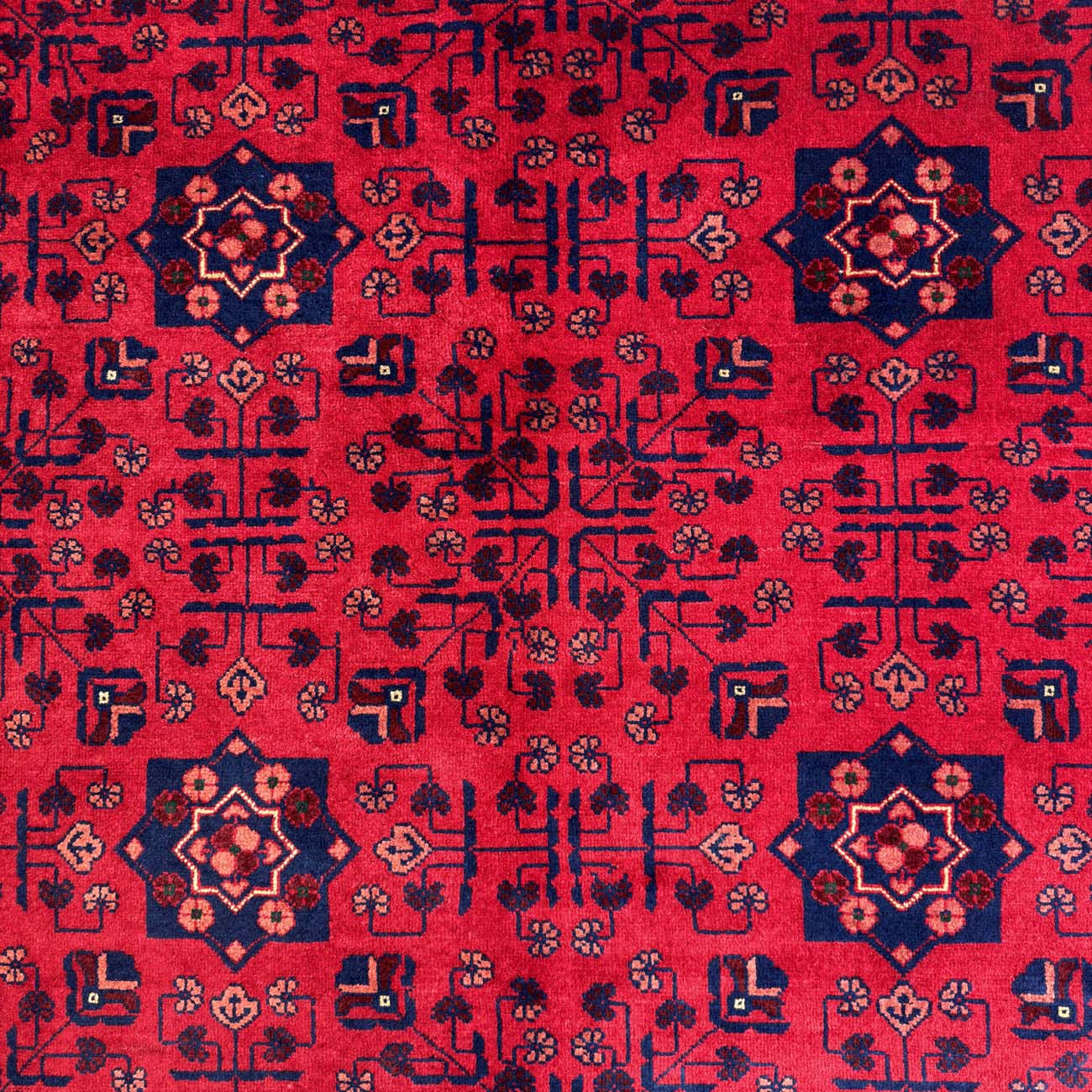 El Dokuma Yıldız Desenli Afgan Yün Halı (260x350 cm) - Görsel 2