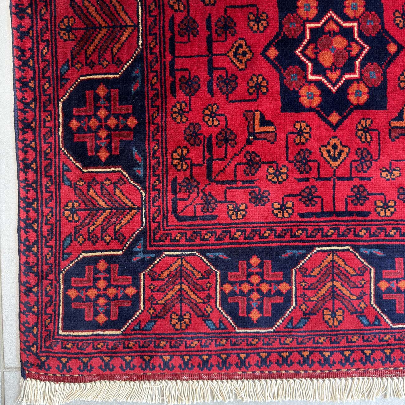 El Dokuma Kırmızı Afgan Yün Halı (80x120 cm) - Görsel 4
