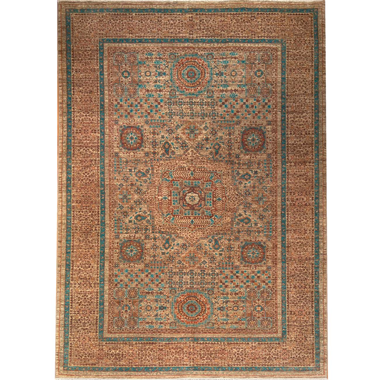 El Dokuma Madalyon Memlük Yün Halı (205x300 cm)
