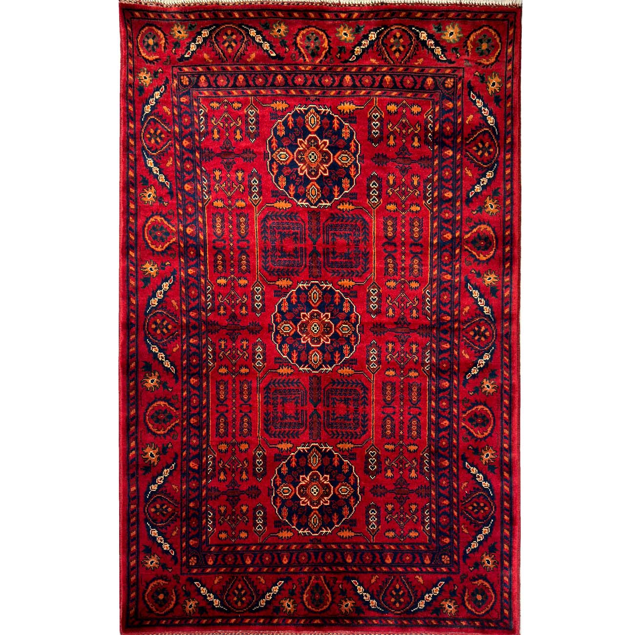 El Dokuma Kırmızı Türkmen Yün Halı (100x160 cm)