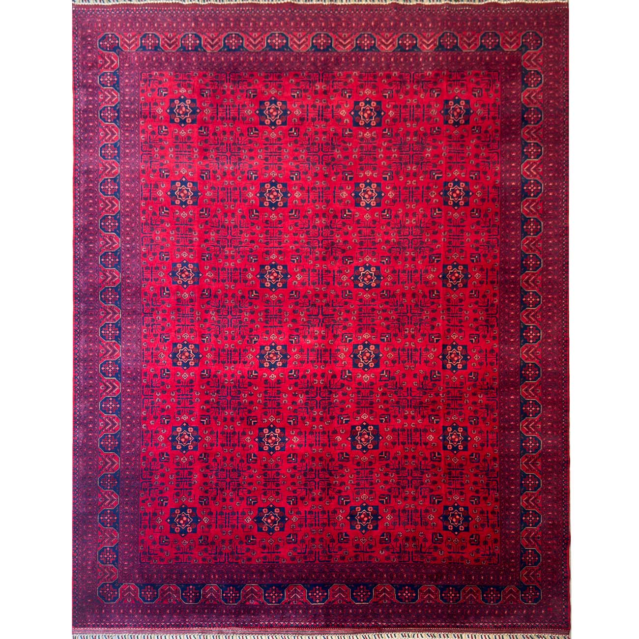 El Dokuma Yıldız Desenli Afgan Yün Halı (260x350 cm)