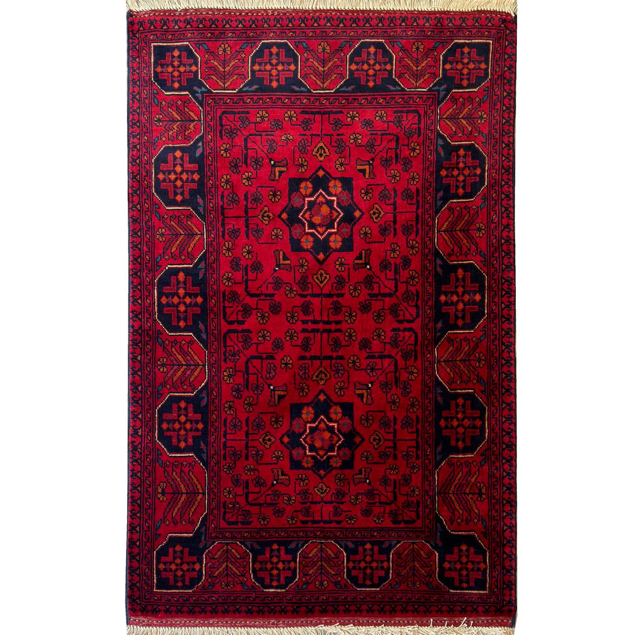 El Dokuma Kırmızı Afgan Yün Halı (80x120 cm)
