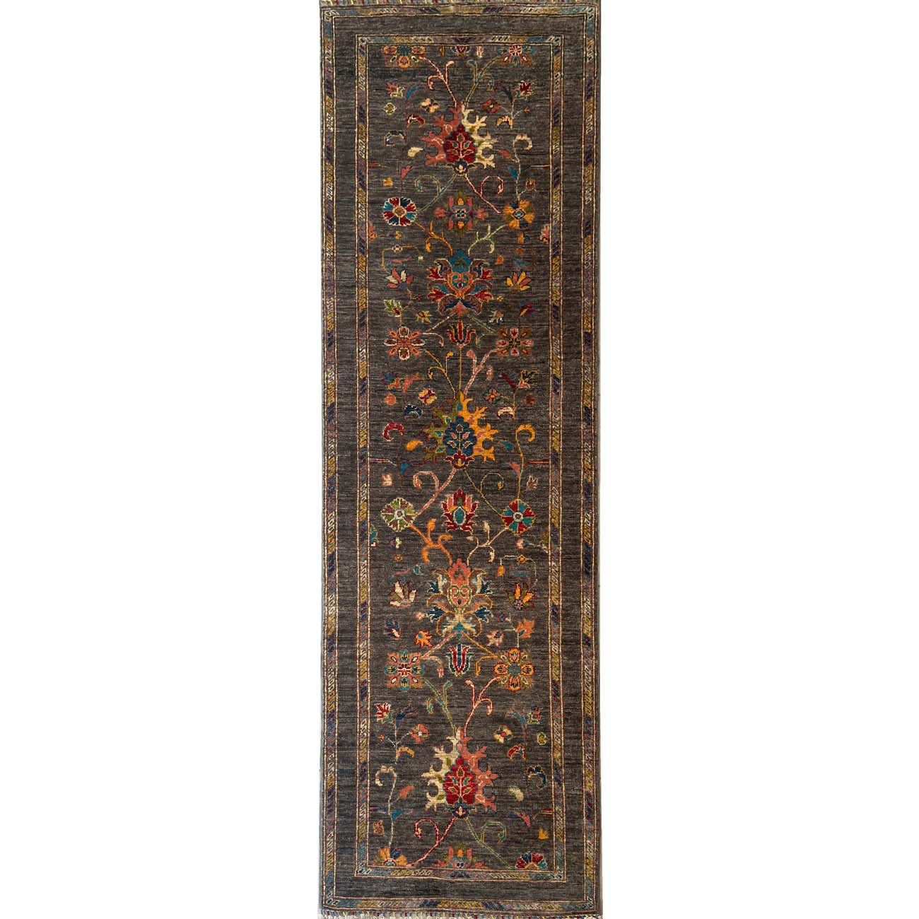 El Dokuma Gri Sultani Yün Yolluk Halı (80x290 cm)