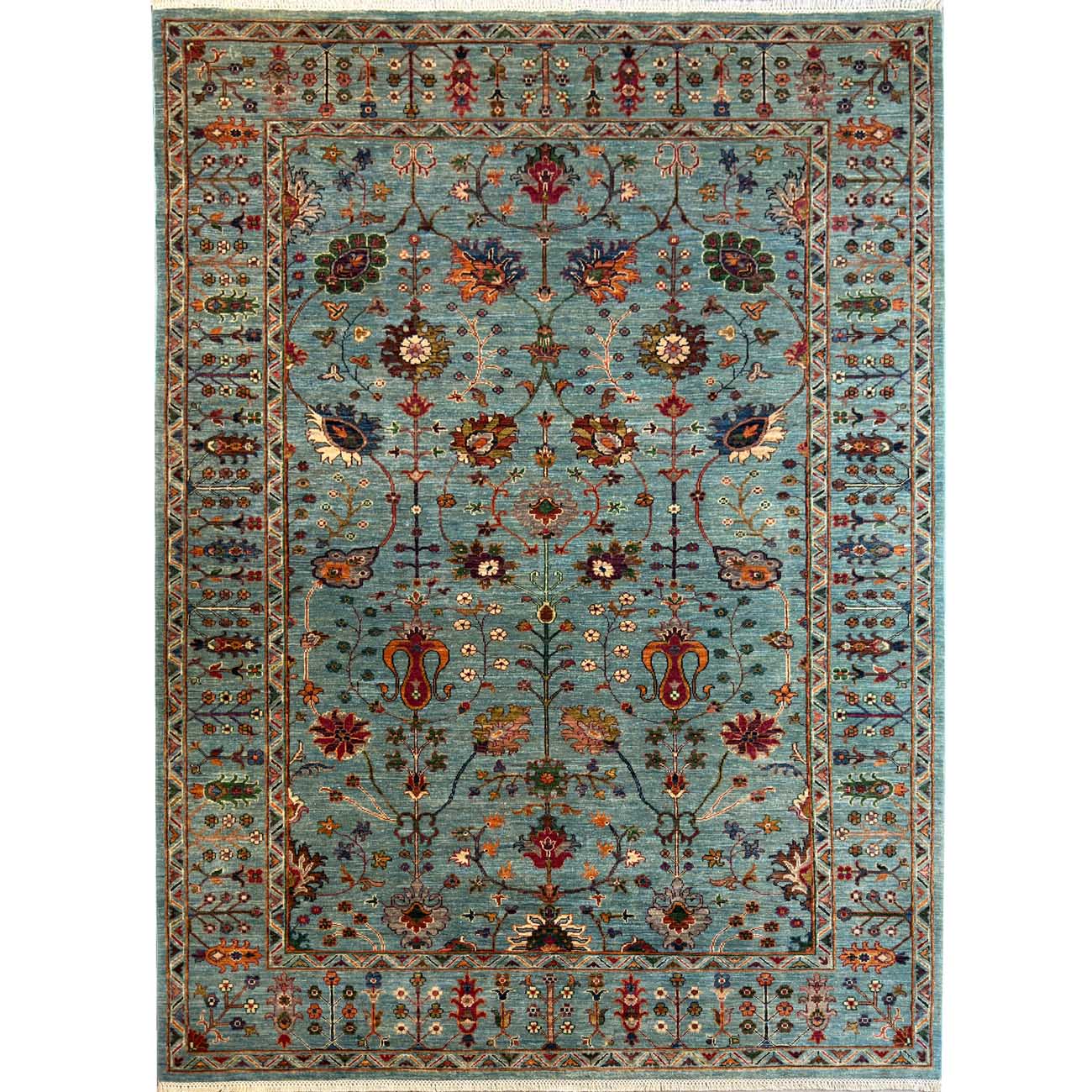 El Dokuma Turkuaz Sultani Yün Halı (205x305 cm)