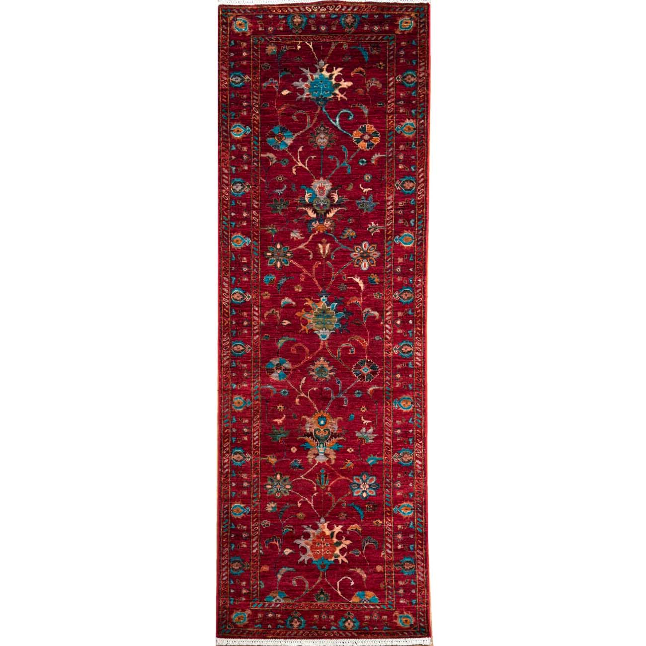 El Dokuma Kırmızı Sultani Yün Halı (85x245 cm)