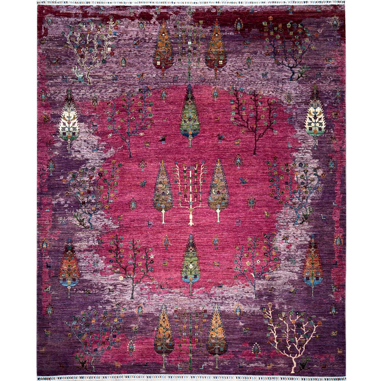 El Dokuma Hayat Ağacı Yün Halı (250x295 cm)