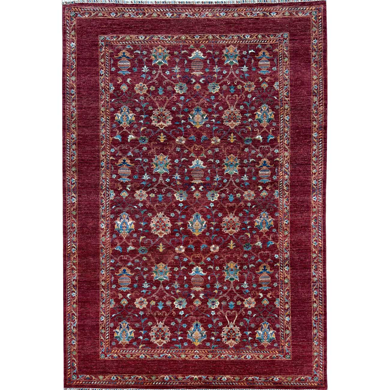 El Dokuma Kırmızı Sultani Yün Halı (200x305 cm)
