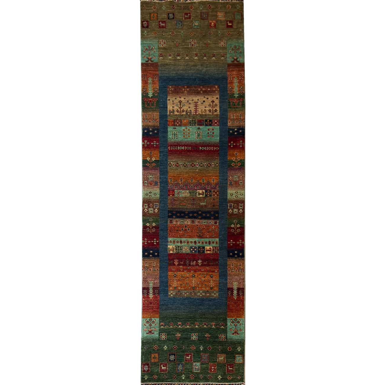 El Dokuma Gabbeh Kabile Yün Yolluk Halı (85x410 cm)