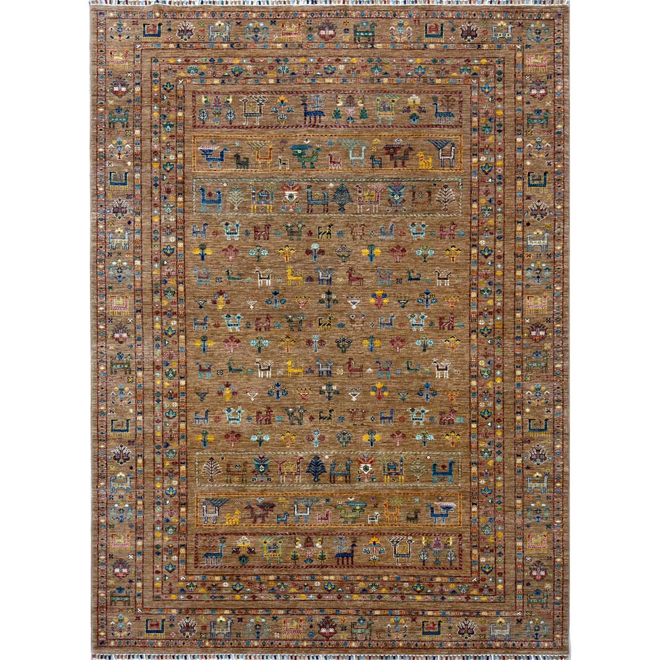 El Dokuma Figürlü Kabile Yün Halı (210x300 cm)